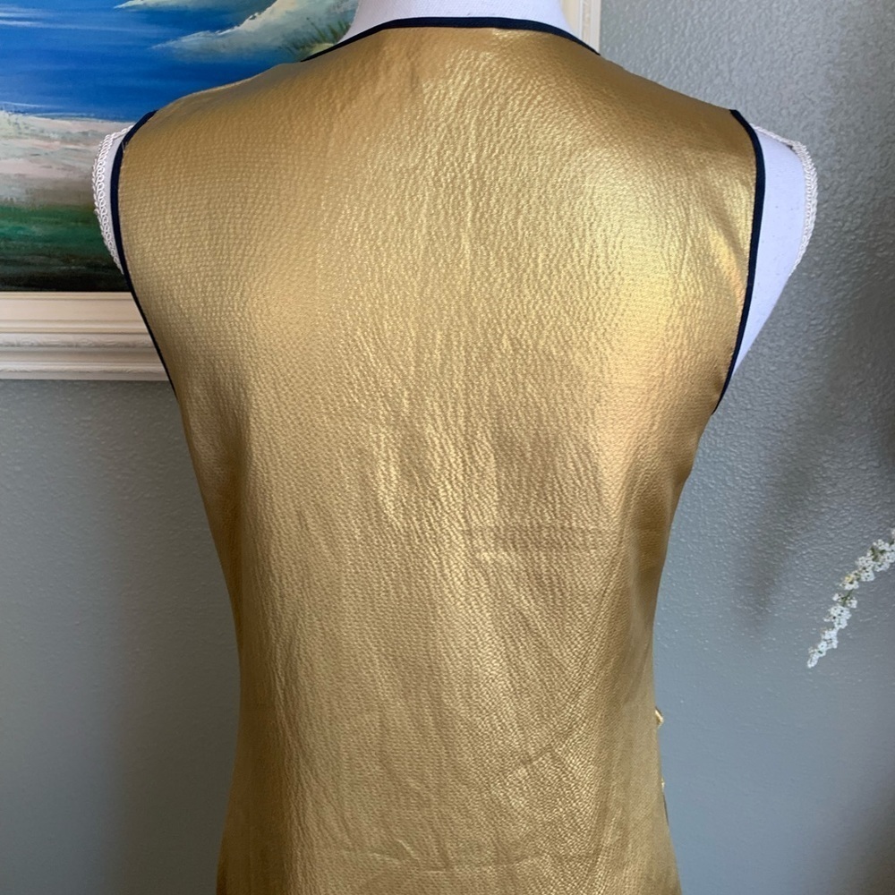 Juicy Couture 100% Silk Gold Ruffle Sleeve Dress Size 4 - Picture 7 of 16